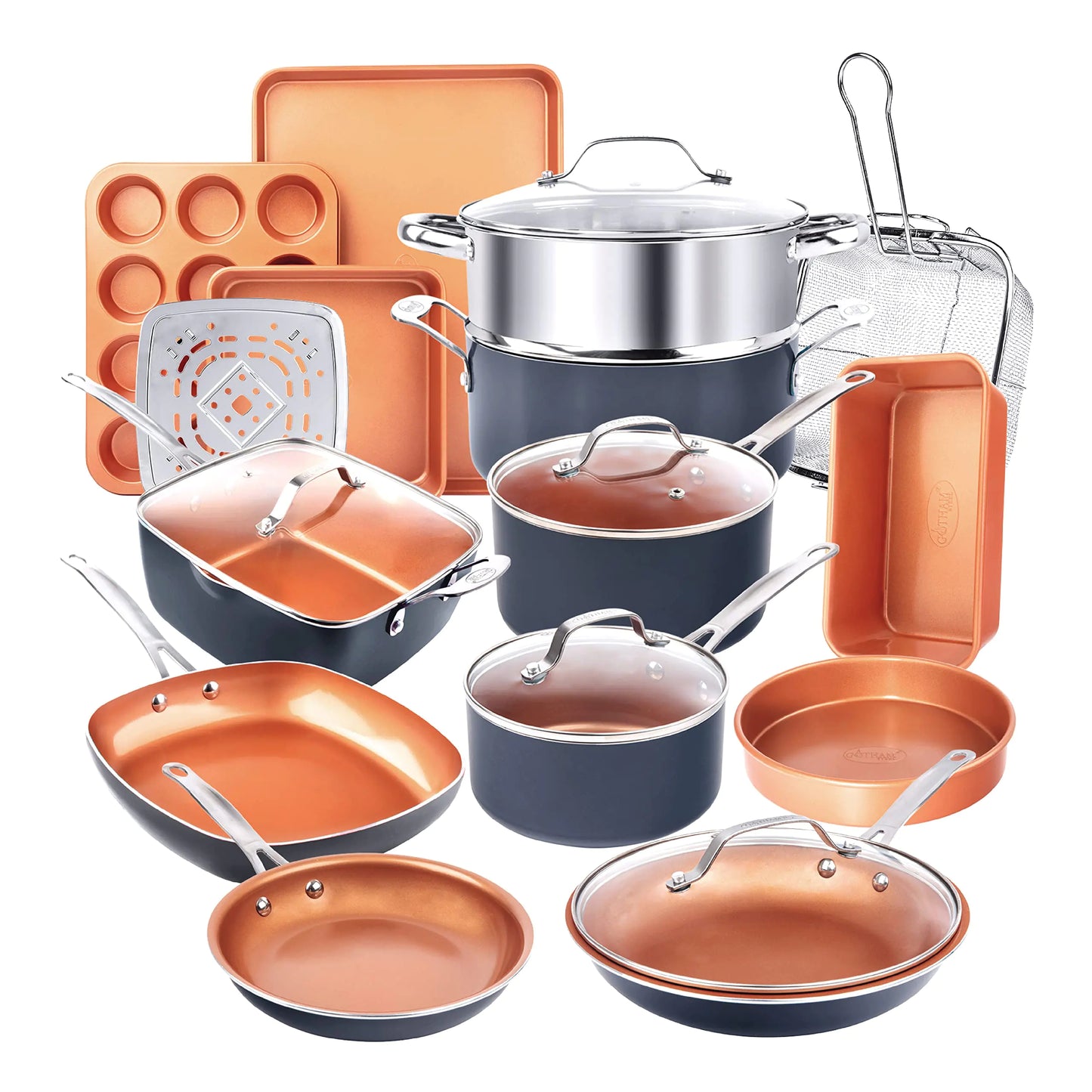 Dluxe Ave.  20 Pc  Ceramic Pots and Pans Cookware Set (Copper)