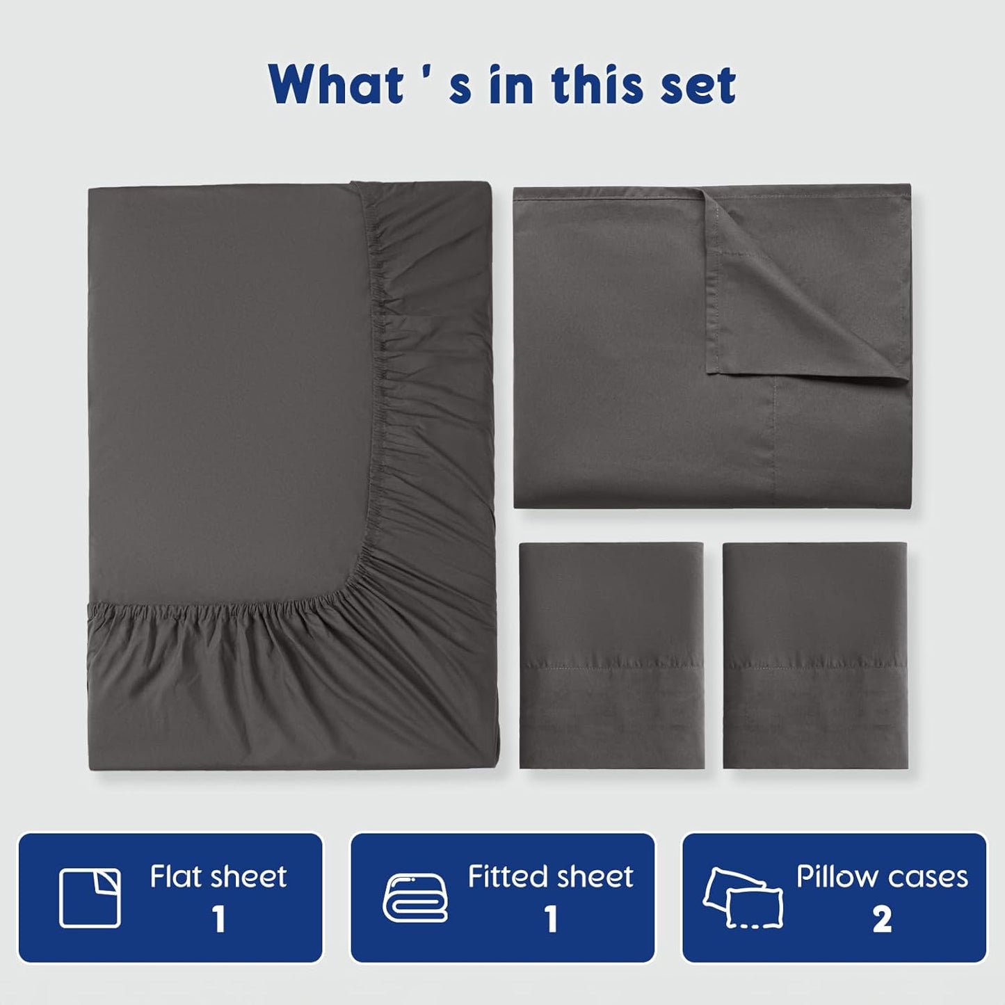 Dluxe Ave. ( KING ) 100% Egyptian Cotton Sheets - 1200 Thread Count Luxury & Cooling Hotel Cotton Bed Sheets Set 4 Piece  (Dark Grey)