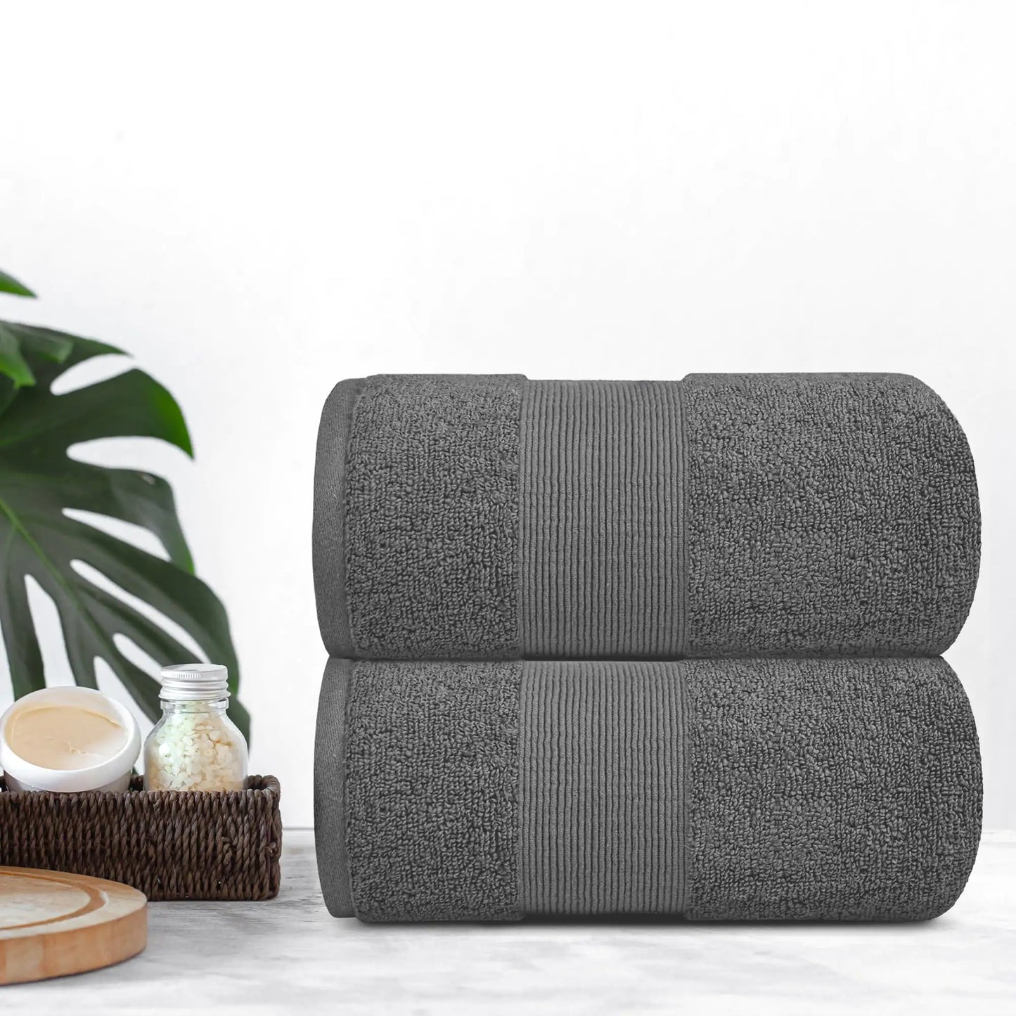 Dluxe Ave. Resort Collection Soft Bath Towels 35x70 in Oversize 2 Pack Smoke Grey