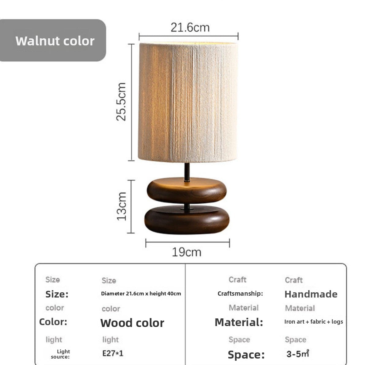 Dluxe Ave. Solid Wood Japanese Retro Table Lamp