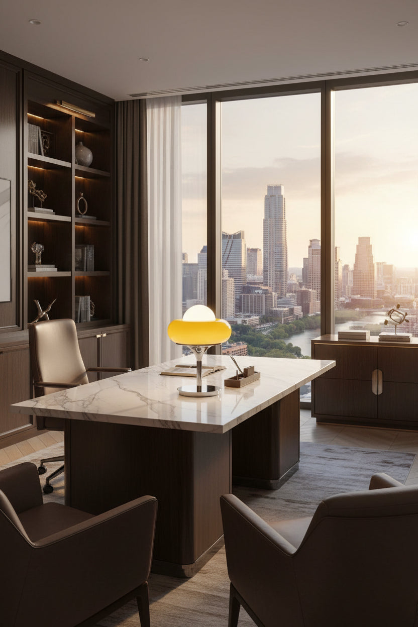Dluxe Ave. Bauhaus Glass Table Lamp with Eye Protection Lighting