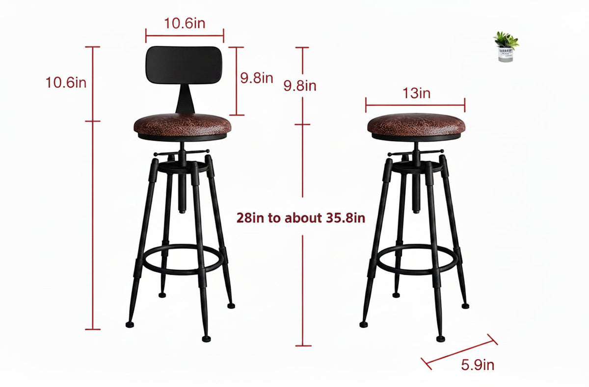 Dluxe Ave. Industrial Style Adjustable Height Bar Stool