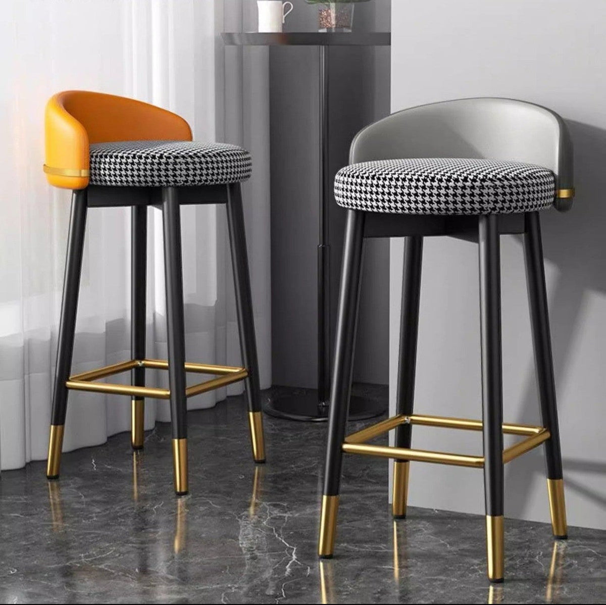 Dluxe Ave. Modern Metal Bar Stool with Backrest