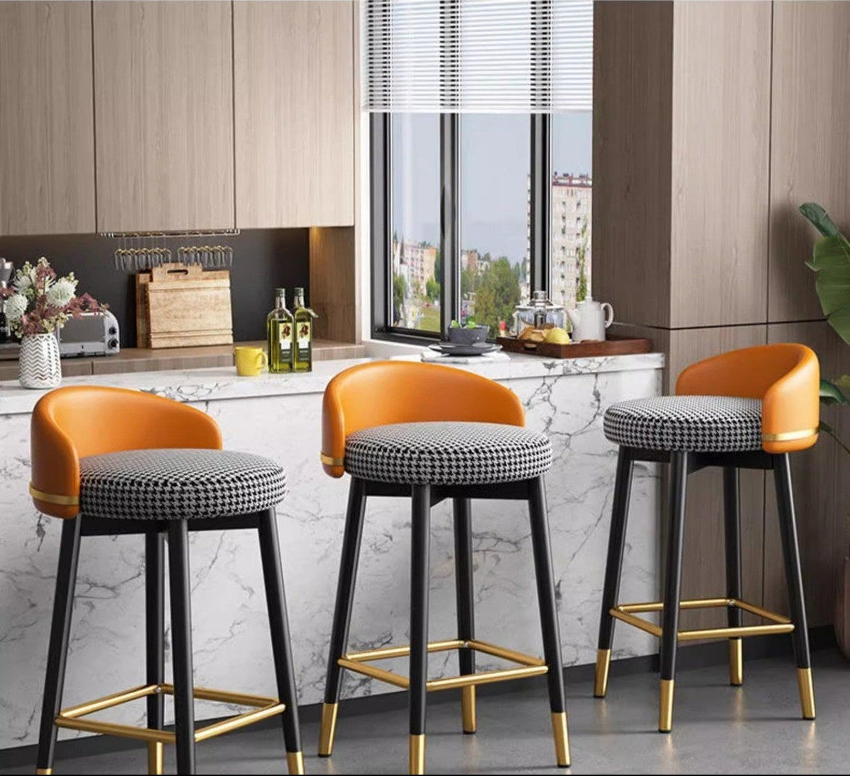 Dluxe Ave. Modern Metal Bar Stool with Backrest