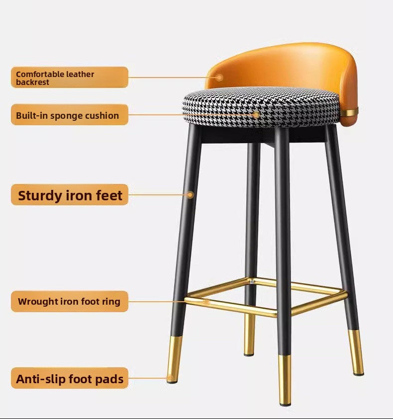 Dluxe Ave. Modern Metal Bar Stool with Backrest
