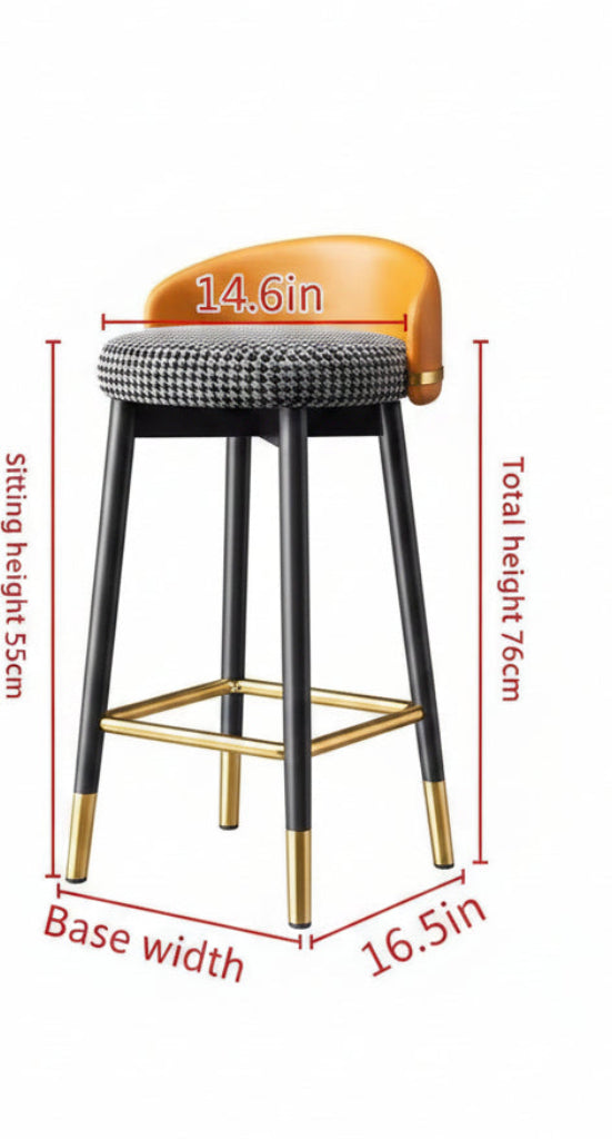 Dluxe Ave. Modern Metal Bar Stool with Backrest