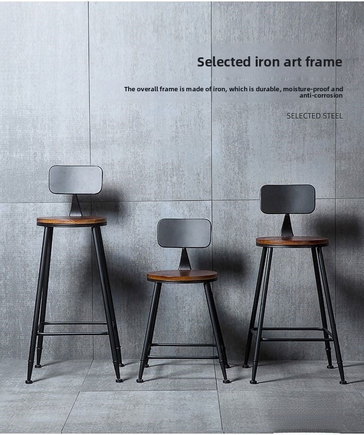 Dluxe Ave. High Stool, Bar Chair, Iron Bar Stool, Modern Solid Wood Stool, Simple Bar Chair