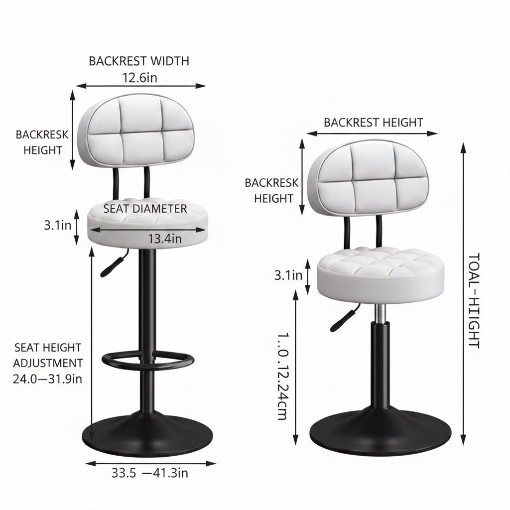 Dluxe Ave. Adjustable Height Swivel Bar Stool with Backrest