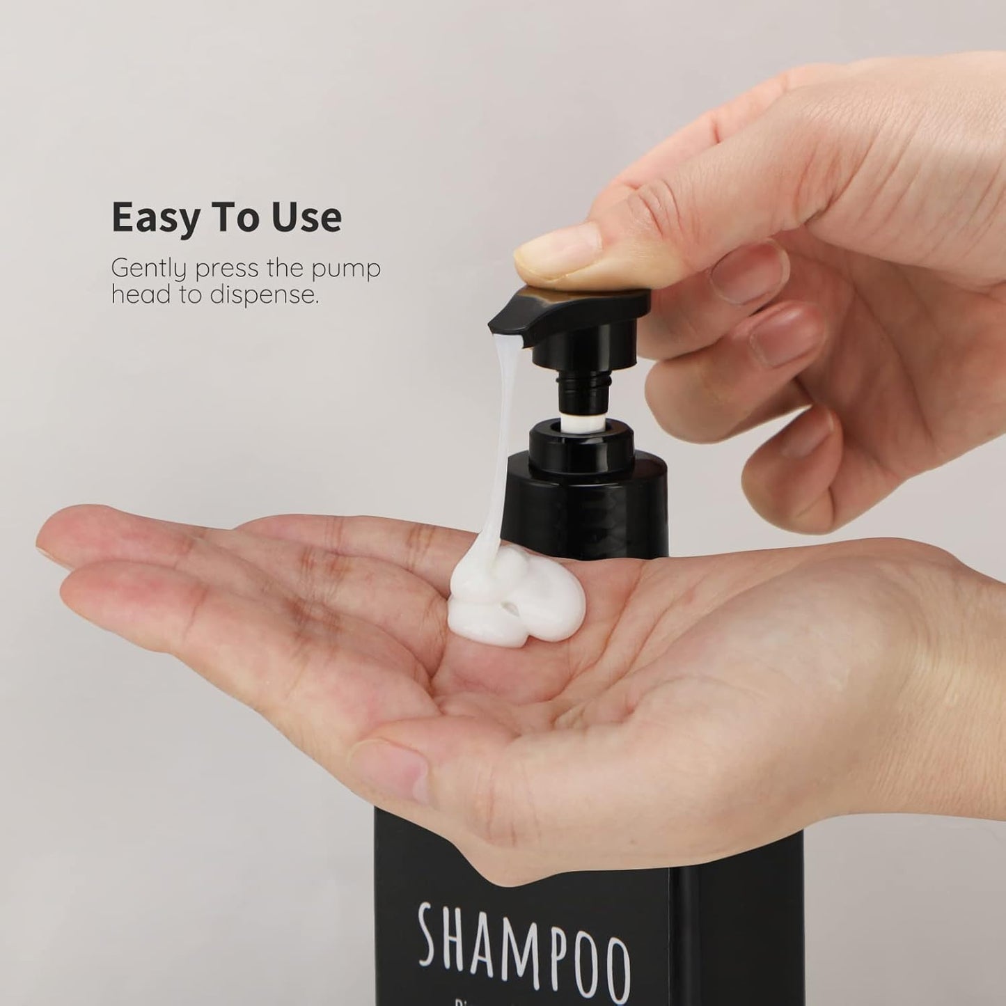 Dluxe Ave. Refillable Shampoo and Conditioner Bottles with Labels/ 500ml Square (Matte Black) 3 Pack 16.9oz