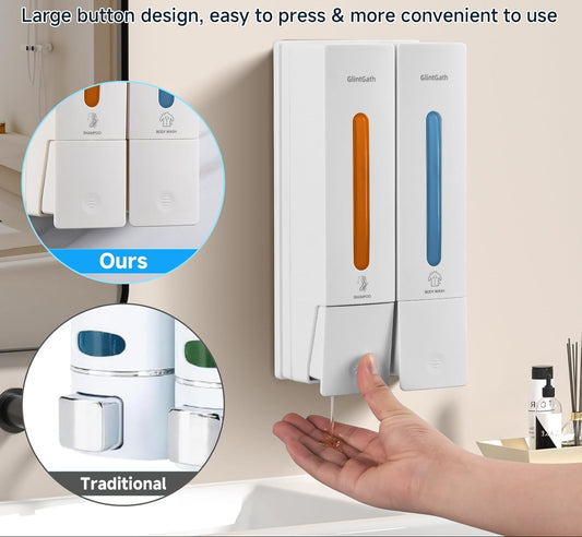 Dluxe Ave. Shampoo and Conditioner Dispenser, 2 Chamber 2/400ML, (White)