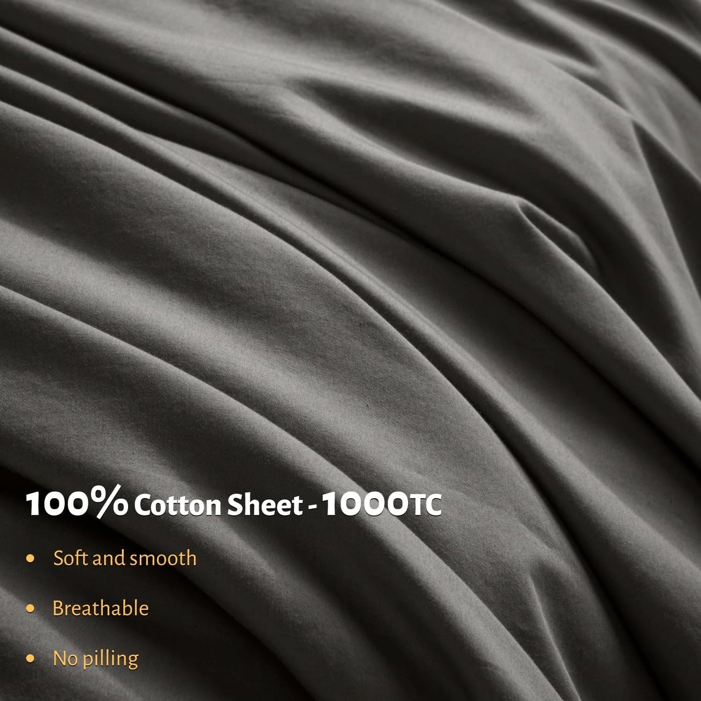 Dluxe Ave. ( CALI./ KING ) 100% Egyptian Cotton Sheets Set - 1000 Thread Count，Luxury Cotton Bed Sheets，Dark Grey