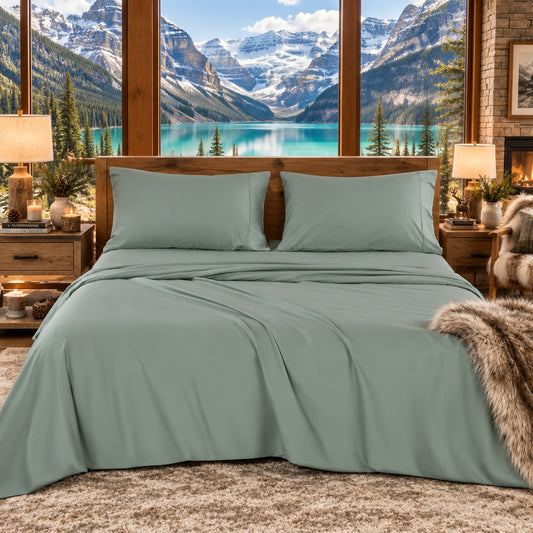 Dluxe Ave. (KING) 4 Pcs 1200 Thread Count Cotton Sheets Set/ 100% Egyptian Cotton/ Sea Glass