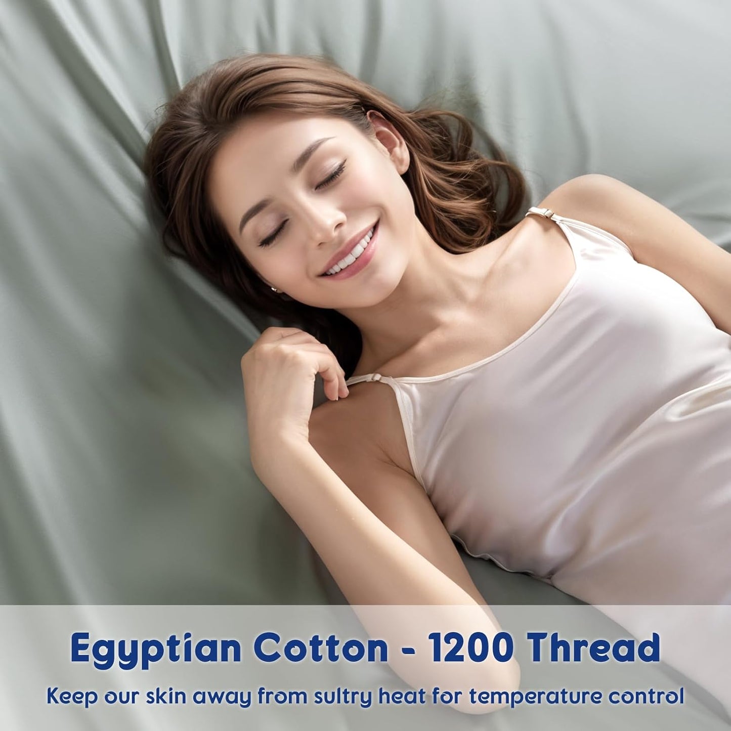 Dluxe Ave. ( KING ) 4 Pcs 1200 Thread Count Cotton Sheets Set，Luxury 100% Egyptian Cotton, 5-Star Hotel Quality, Sea Glass