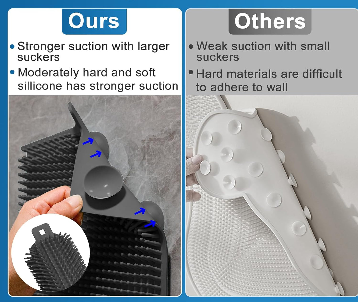 Dluxe Ave. Wall Mounted Hands-Free Shower Back and Foot Scrubber (Black)