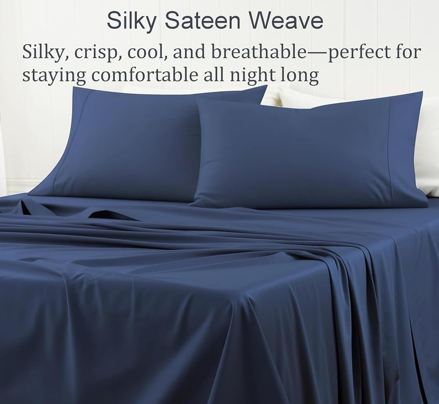 Dluxe Ave. ( KING ) 3 Pieces Bed Sheets Set/ 600 Thread Count/ 100% Egyptian Cotton/ Navy Blue