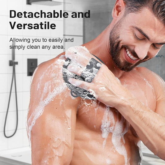 Dluxe Ave. Silicone Back Scrubber for Shower/ Detachable Long Handle