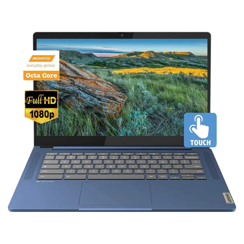 Dluxe Ave. Lenovo 2023 Ideapad Slim 3 14" (1920 x 1080) FHD Touchscreen Chromebook Slim Thin Laptop 8-Core MediaTek Kompanio 520 4GB RAM 64GB