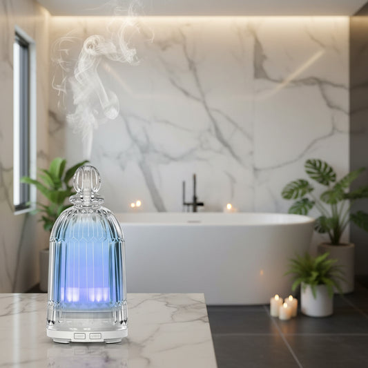 Dluxe Ave. Glass Essential Oil Diffuser 120ml (White Bottom)