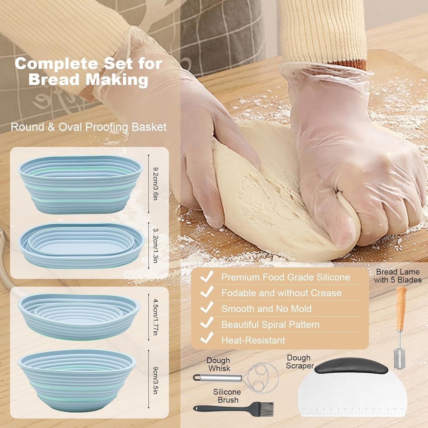 Dluxe Ave. Sourdough Bread Baking Supplies Silicone, Set of 2  (Blue)