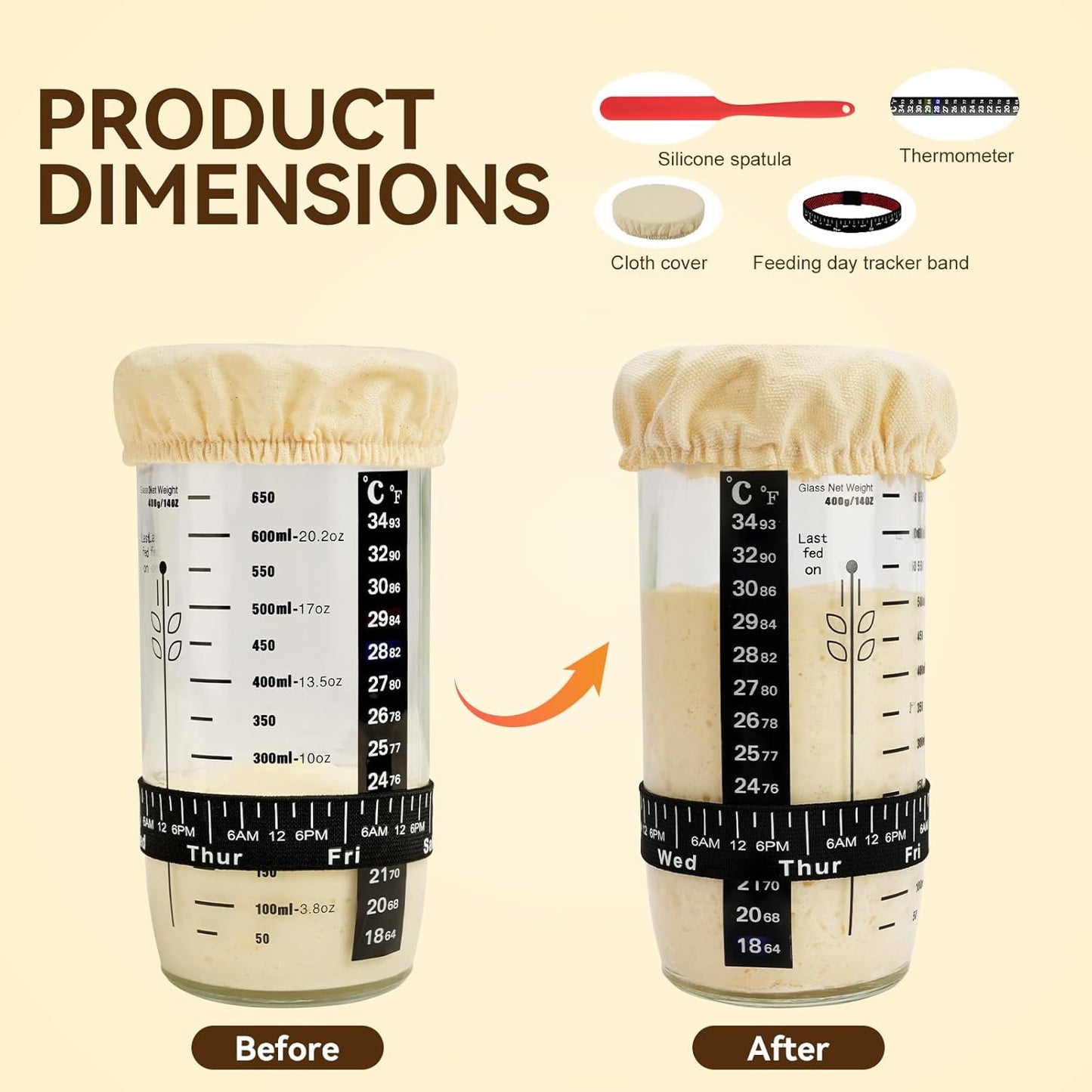 Dluxe Ave. Sourdough Starter Kit 9" Round & 10" Oval & 17" Baguette Sourdough