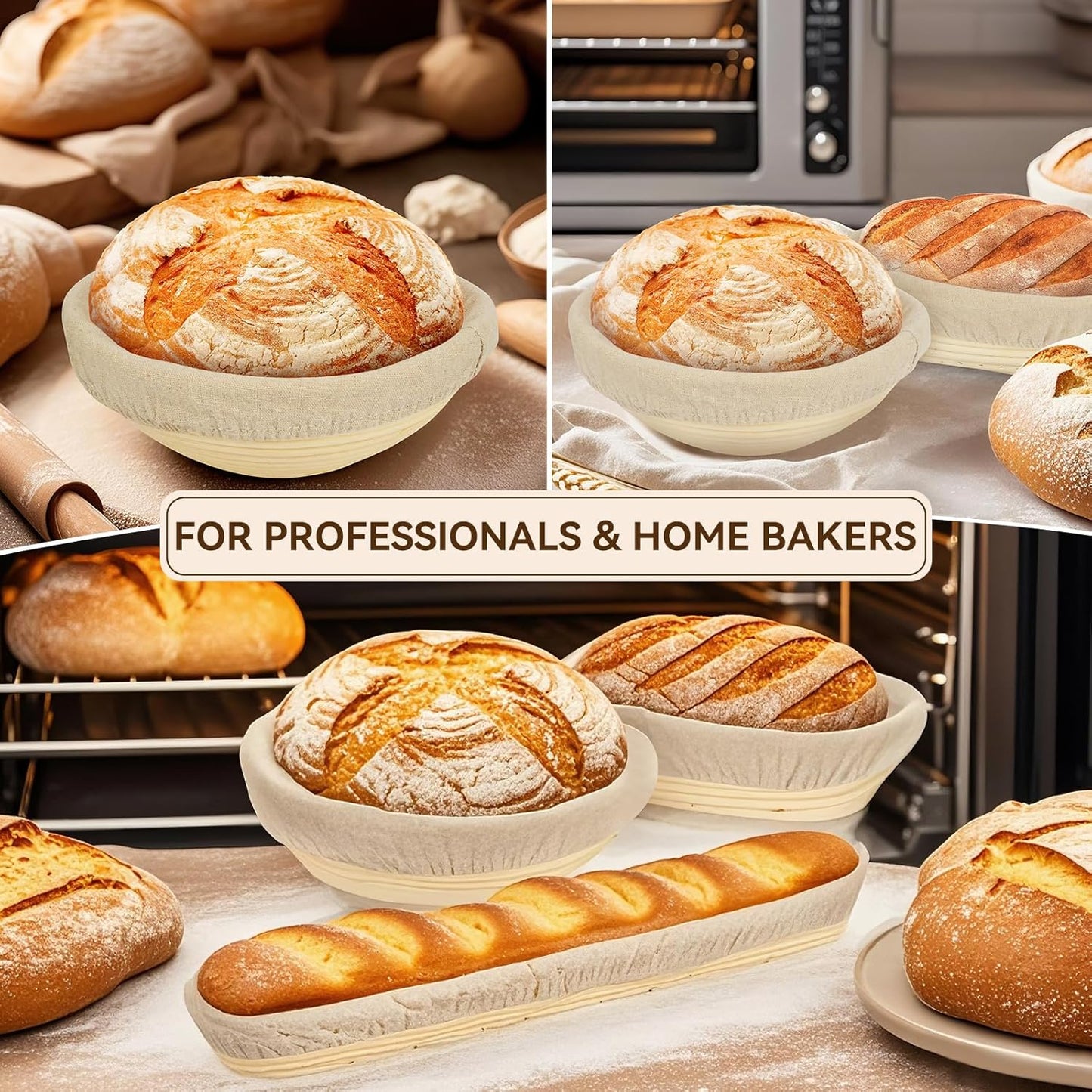 Dluxe Ave. Sourdough Starter Kit 9" Round & 10" Oval & 17" Baguette Sourdough