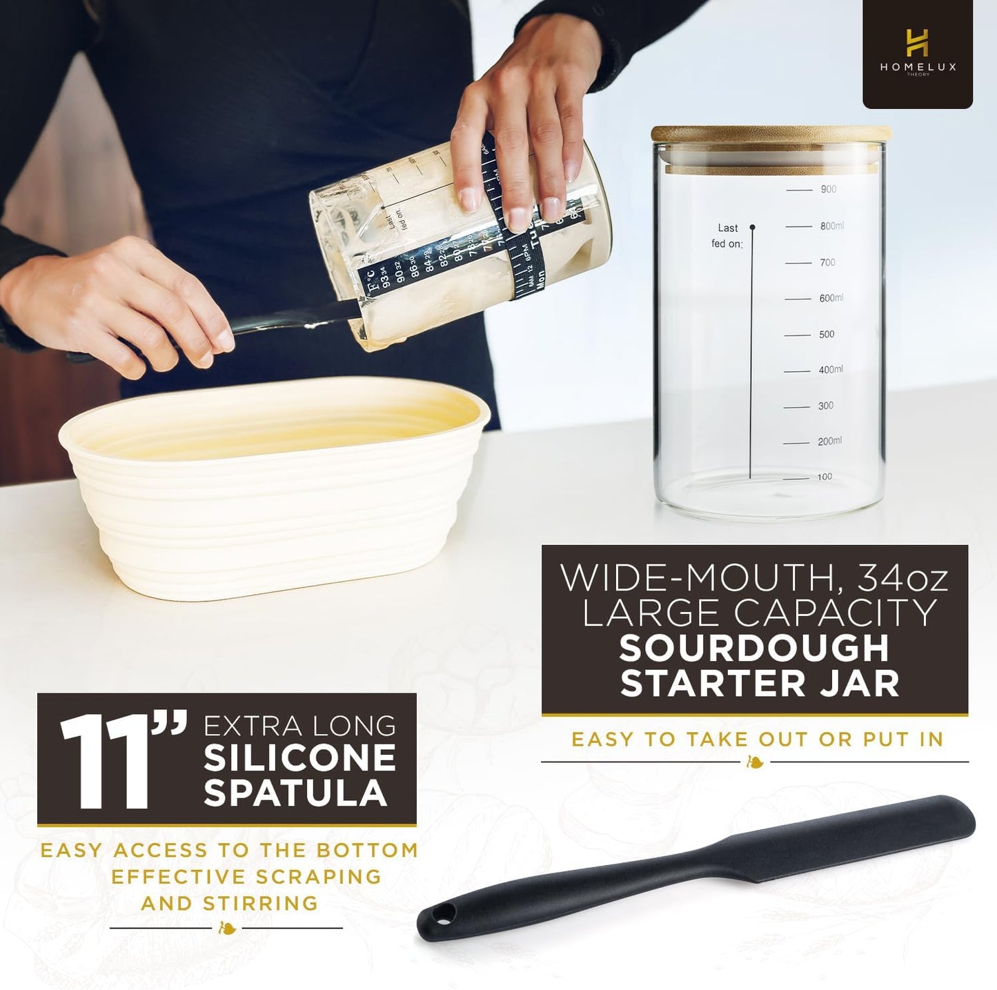 Dluxe Ave. Sourdough Starter Kit  Bread Baking Supplies / 14pcs Bread Making Tools