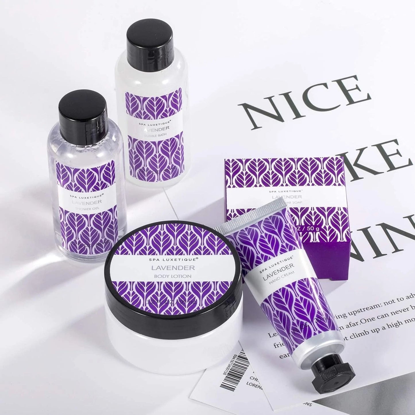 Dluxe Ave. Spa Luxetique Lavender Spa Set Bath Set for Women Gift Relaxing Home Spa Kits Includes Body Lotion Shower Gel Bubble Bath Hand Cream Birthday Gifts for WomenMothers Day Gifts