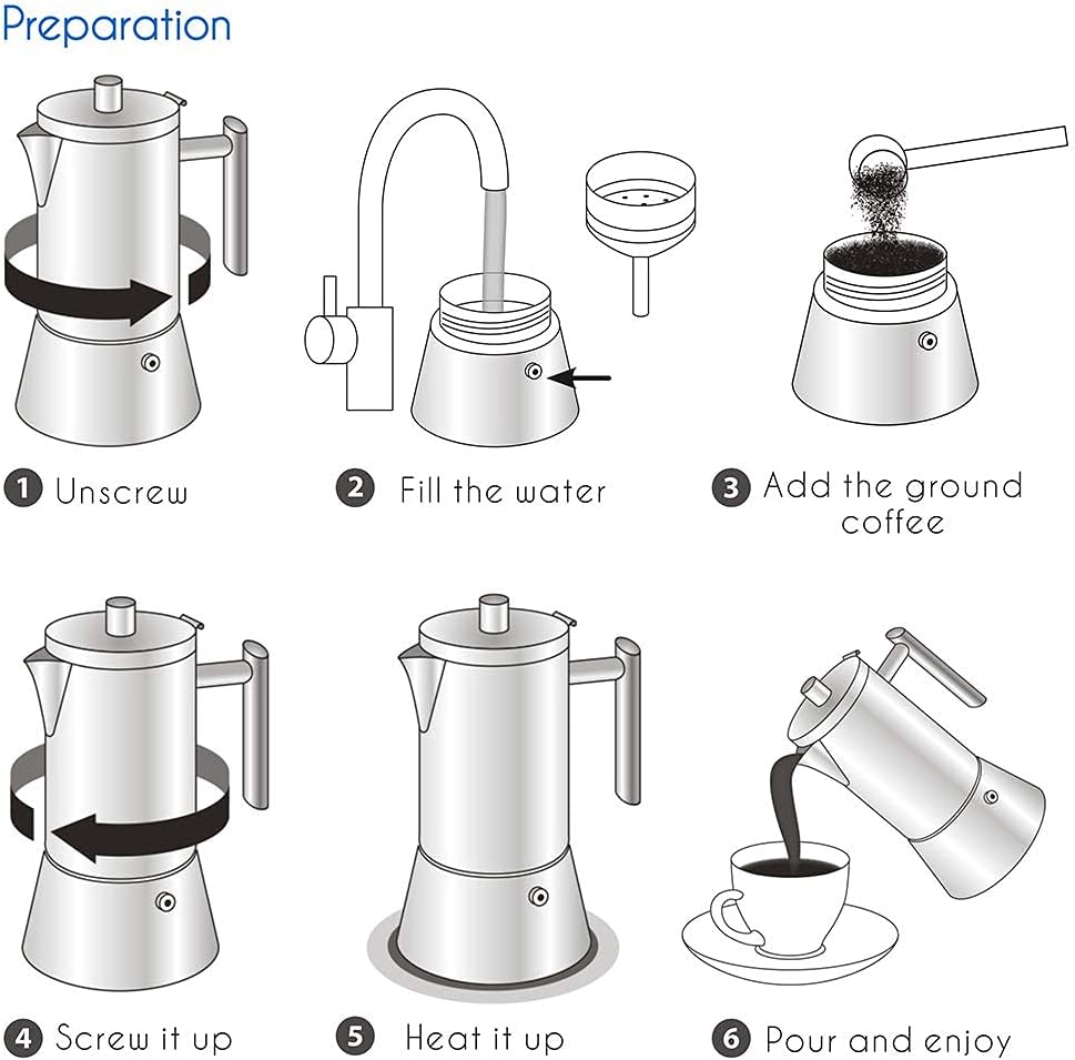 Dluxe Ave. Stainless Steel Italian Coffee Maker for 4 Cups (Single)