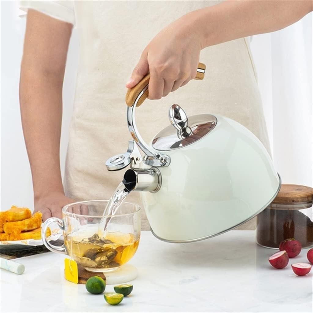 Dluxe Ave. Stainless Steel Whistling Kettle with Wooden Handle