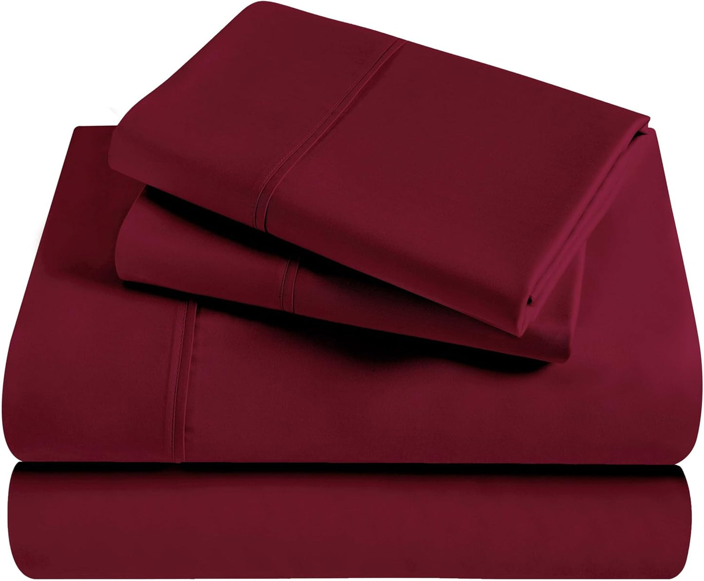 Dluxe Ave. ( QUEEN ) 300 Thread Bed Sheet Set, 1 Elastic Deep Pocket, Burgundy