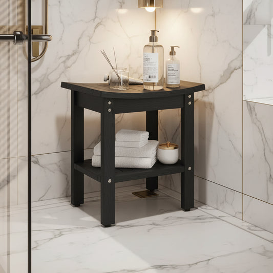 Dluxe Ave. Poly Lumber Shower Bench Shower Stool with Handles/ 15 x 12 (Black)