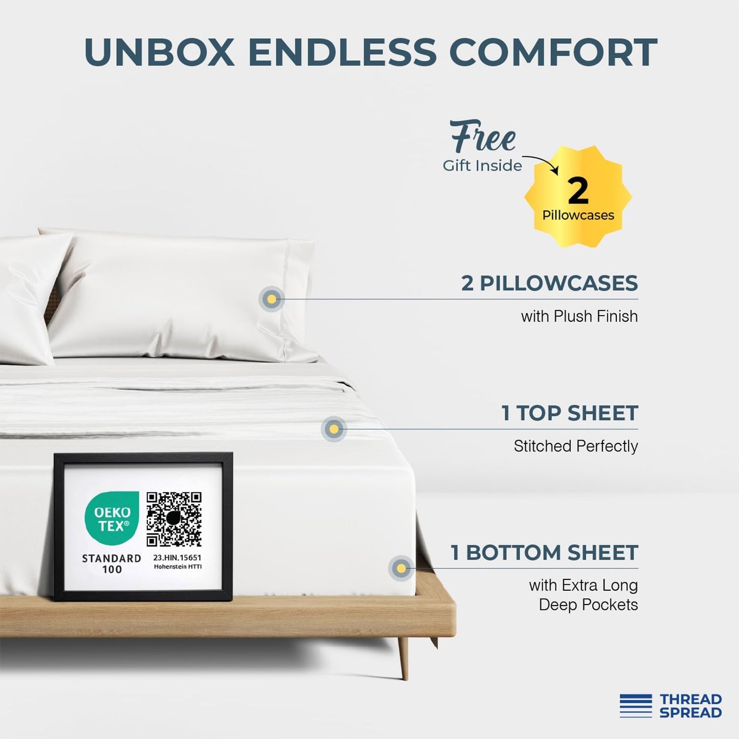 Dluxe Ave. ( CALI./ KING ) 4 Pcs 100% Egyptian Cotton Sheet Set/ 1500 Thread Count/ Egyptian Cotton Soft/ White