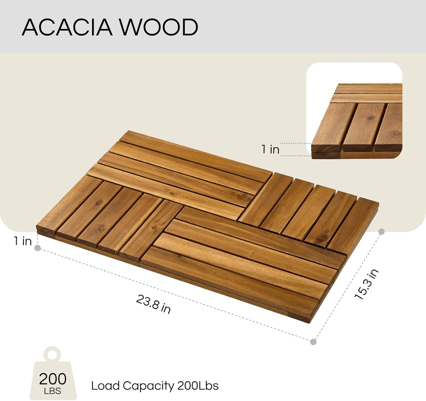 Dluxe Ave. THYOI Acacia Wood Bath Mat 23.8” x 15.3” Wooden Shower Mat for Bathroom  (Walnut)