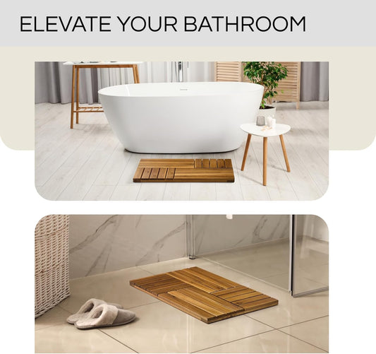 Dluxe Ave. THYOI Acacia Wood Bath Mat 23.8” x 15.3” Wooden Shower Mat for Bathroom  (Walnut)