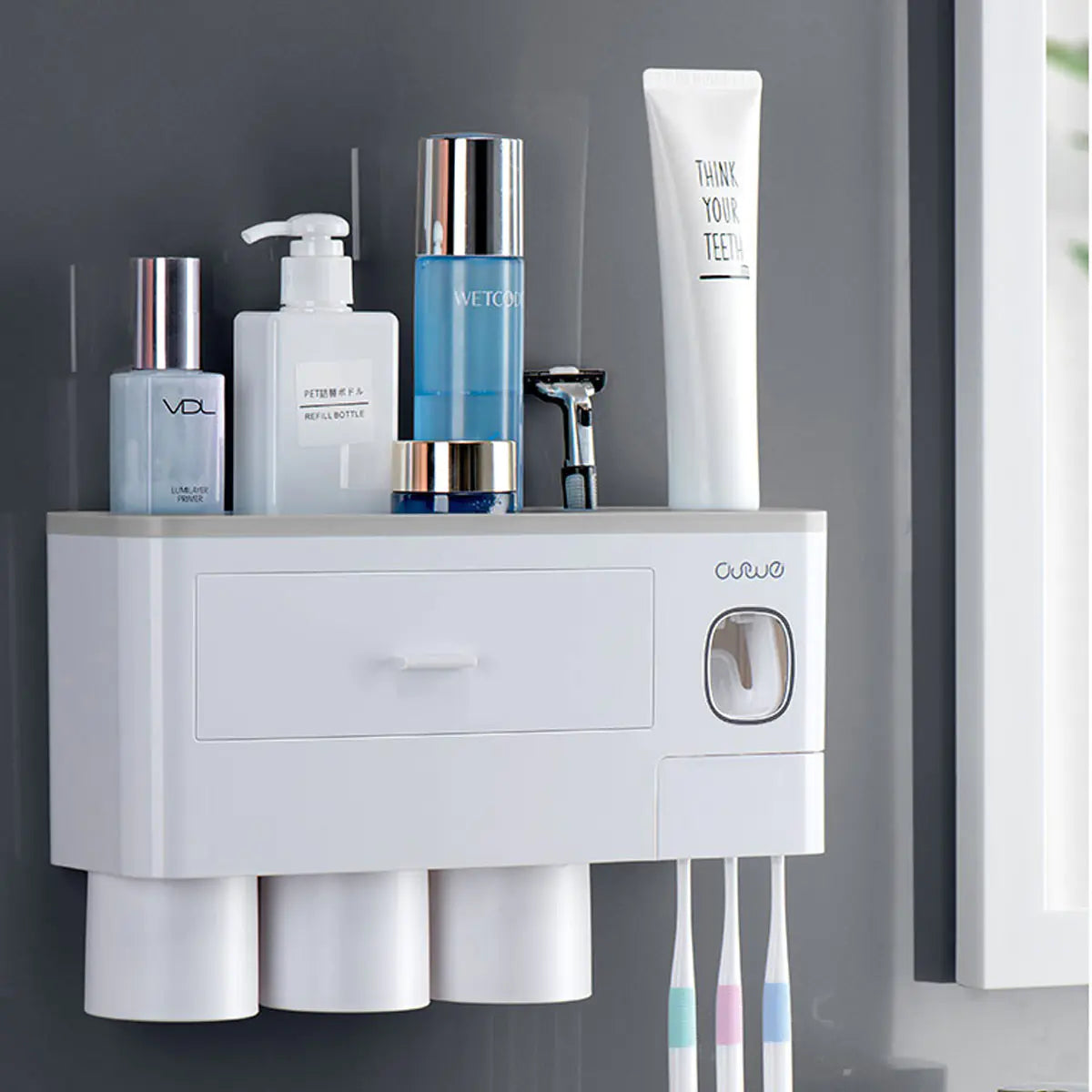 Dluxe Ave. Magnetic Toothbrush Holder Set with Automatic Toothpaste Dispenser