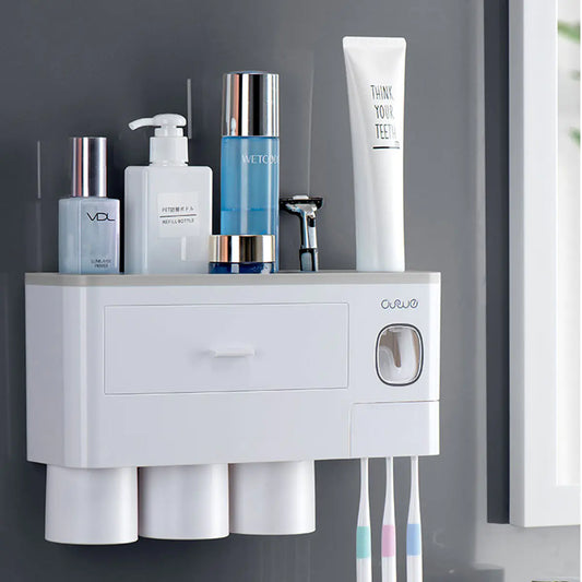 Dluxe Ave. Magnetic Toothbrush Holder Set with Automatic Toothpaste Dispenser