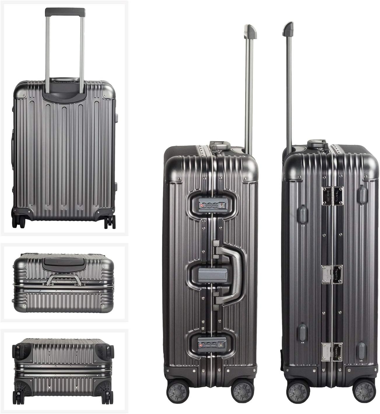 Dluxe Ave.  Aluminum Luggage Zipperless Hard Shell Suitcase with TSA Lock Spinner Wheels/ Lightweight/ Metal Alloy (Grey) 24 in.