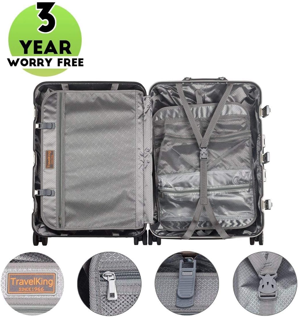 Dluxe Ave.  Aluminum Luggage Zipperless Hard Shell Suitcase with TSA Lock Spinner Wheels/ Lightweight/ Metal Alloy (Grey) 24 in.