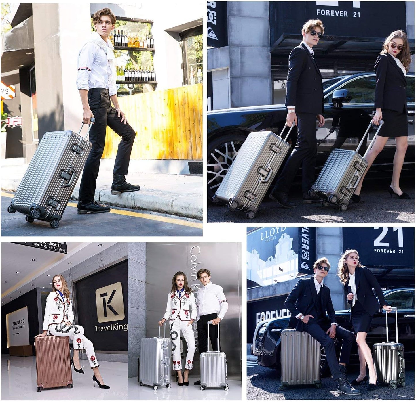 Dluxe Ave.  Aluminum Luggage Zipperless Hard Shell Suitcase with TSA Lock Spinner Wheels/ Lightweight/ Metal Alloy (Grey) 24 in.
