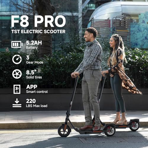 Dluxe Ave. Electric Scooter for Adults Up to 19 MPH and 20/30 Miles Long-Range 500W Peak Motor Foldable E Scooter 10" Solid Rear Tire and Pneumatic Front Tire Dual Braking System and App Control