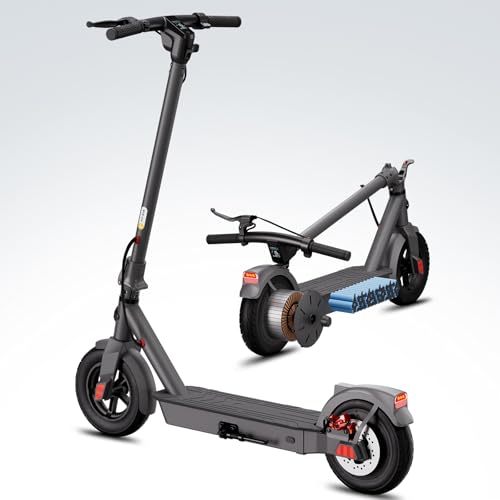 Dluxe Ave. Electric Scooter for Adults Up to 19 MPH and 20/30 Miles Long-Range 500W Peak Motor Foldable E Scooter 10" Solid Rear Tire and Pneumatic Front Tire Dual Braking System and App Control
