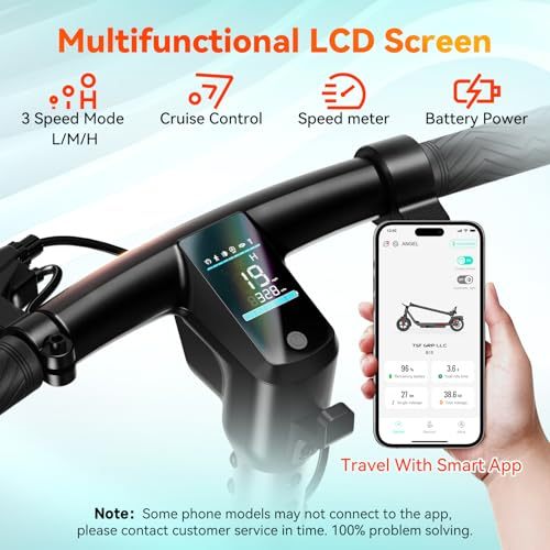 Dluxe Ave. Electric Scooter for Adults Up to 19 MPH and 20/30 Miles Long-Range 500W Peak Motor Foldable E Scooter 10" Solid Rear Tire and Pneumatic Front Tire Dual Braking System and App Control