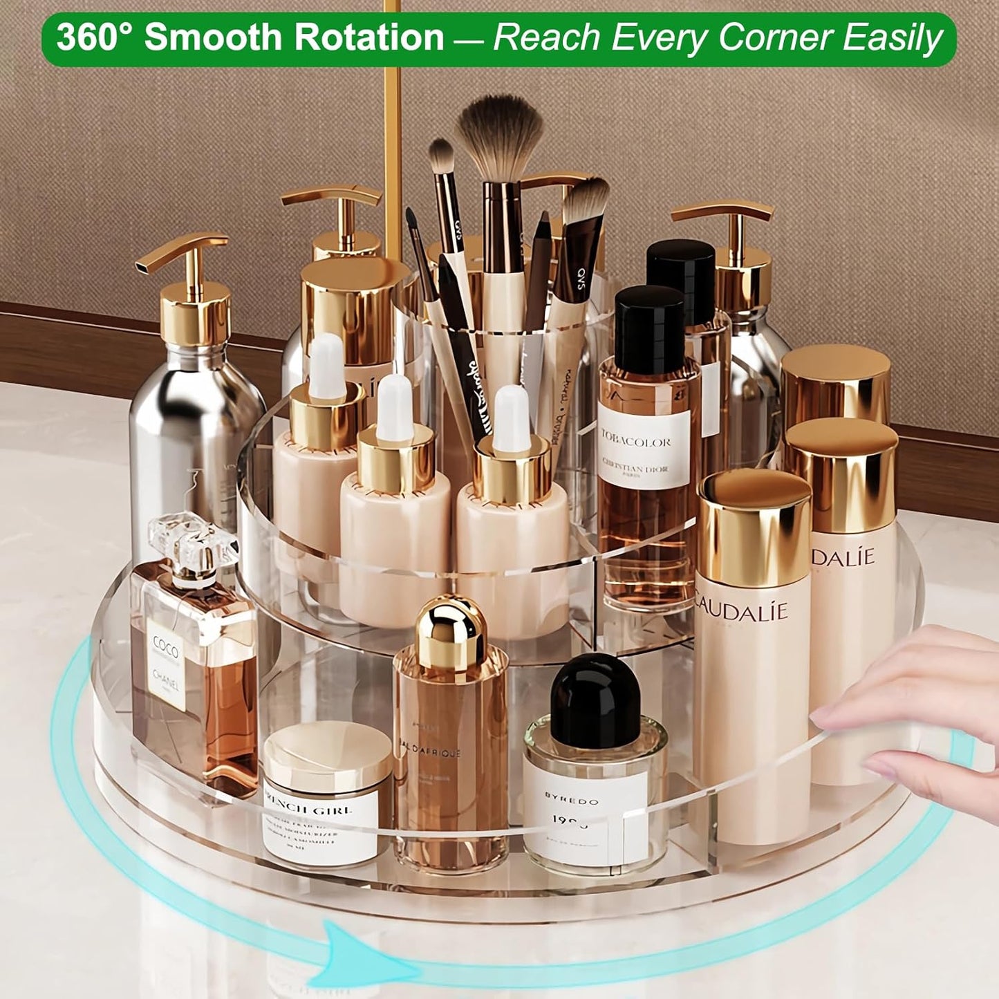 Dluxe Ave. 360 Rotating Makeup Organizer/Cosmetics Storage Tray