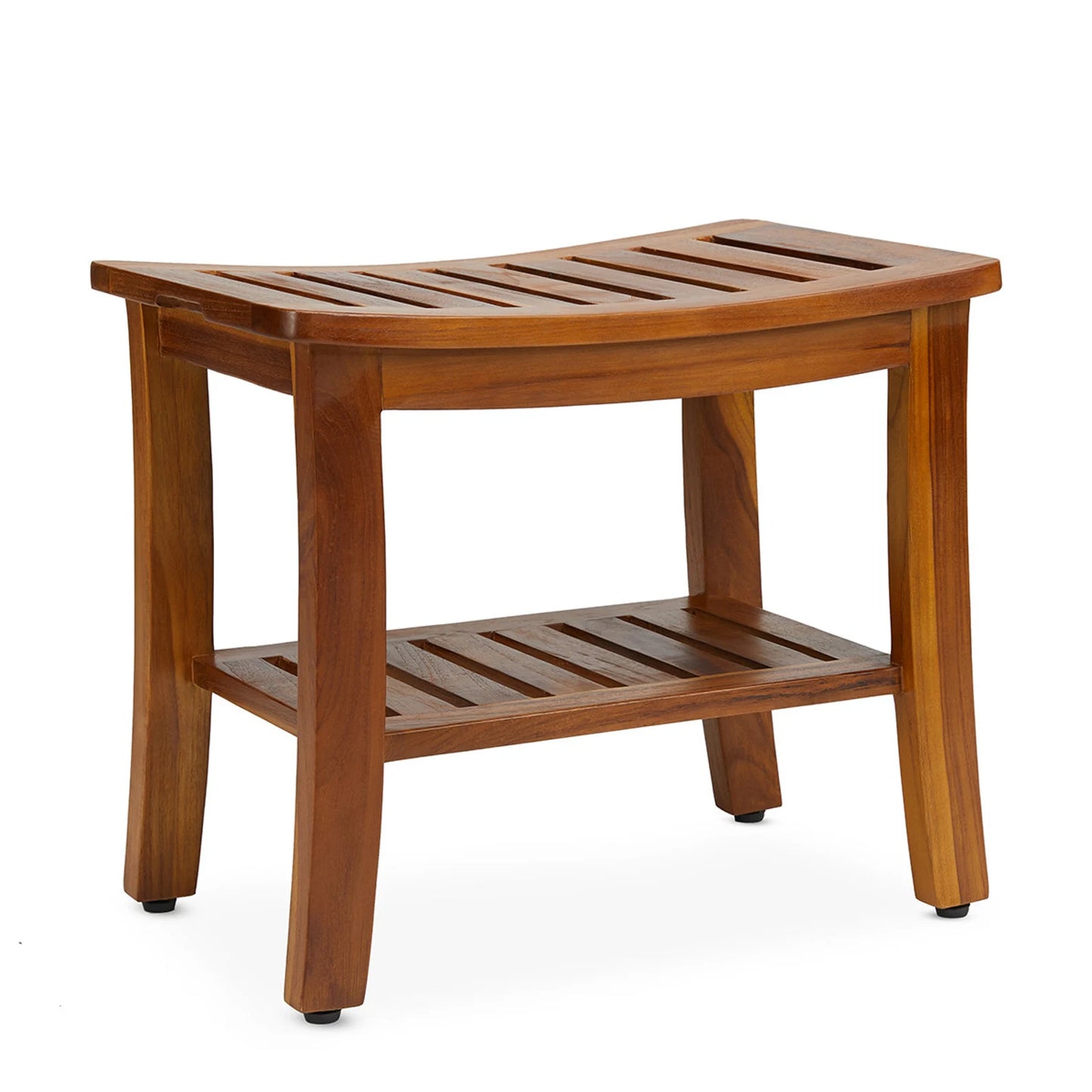 Dluxe Ave. TeakCraft Teak Shower Bench with Shelf 21 Inch Fully Assembled Teak Wood Shower Stool & Spa Shower Bench for Elderly Indoor and Outdoor Use The Hermod