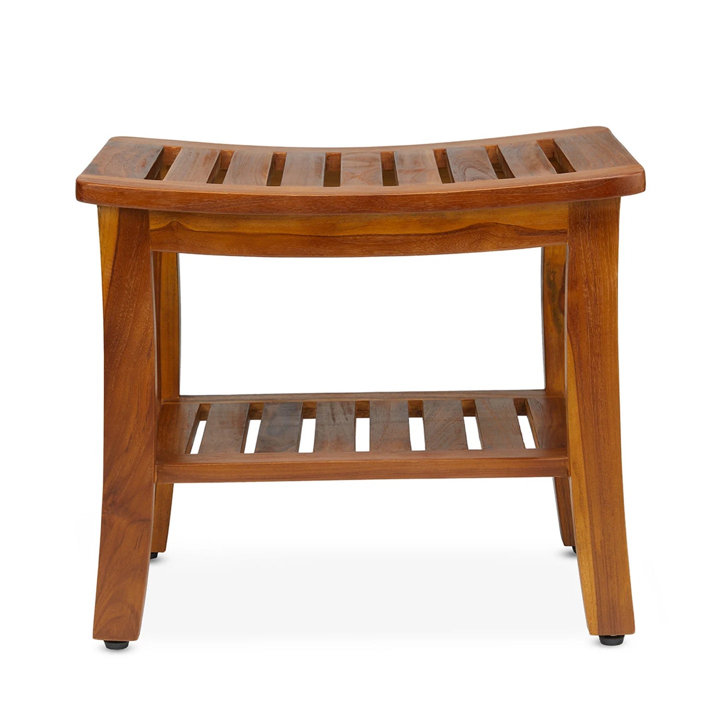 Dluxe Ave. TeakCraft Teak Shower Bench with Shelf 21 Inch Fully Assembled Teak Wood Shower Stool & Spa Shower Bench for Elderly Indoor and Outdoor Use The Hermod