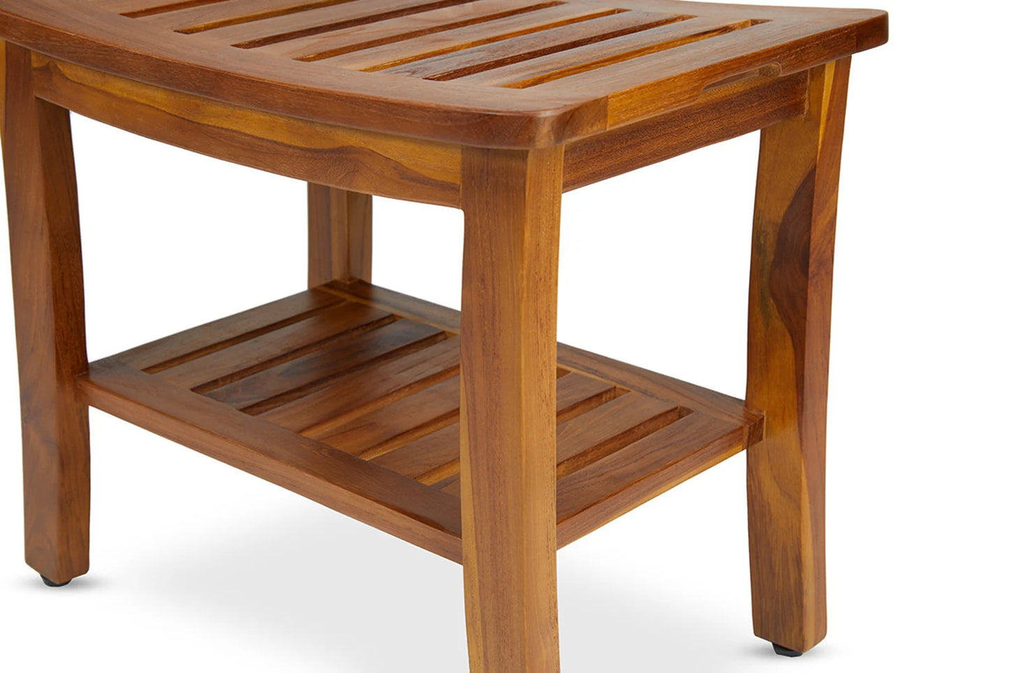 Dluxe Ave. TeakCraft Teak Shower Bench with Shelf 21 Inch Fully Assembled Teak Wood Shower Stool & Spa Shower Bench for Elderly Indoor and Outdoor Use The Hermod