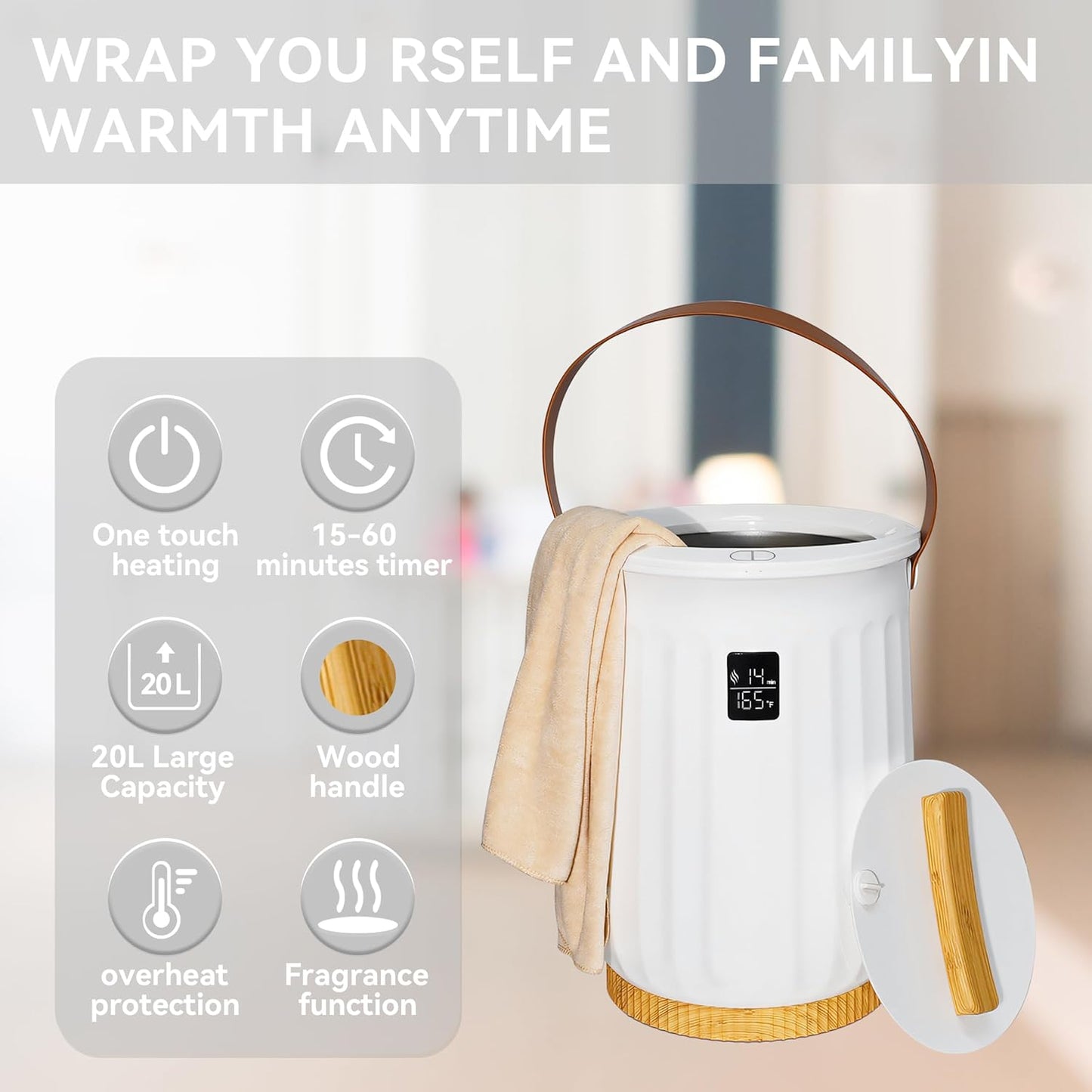 Dluxe Ave.-Temperature Disinfecting Towel Heating Bucket