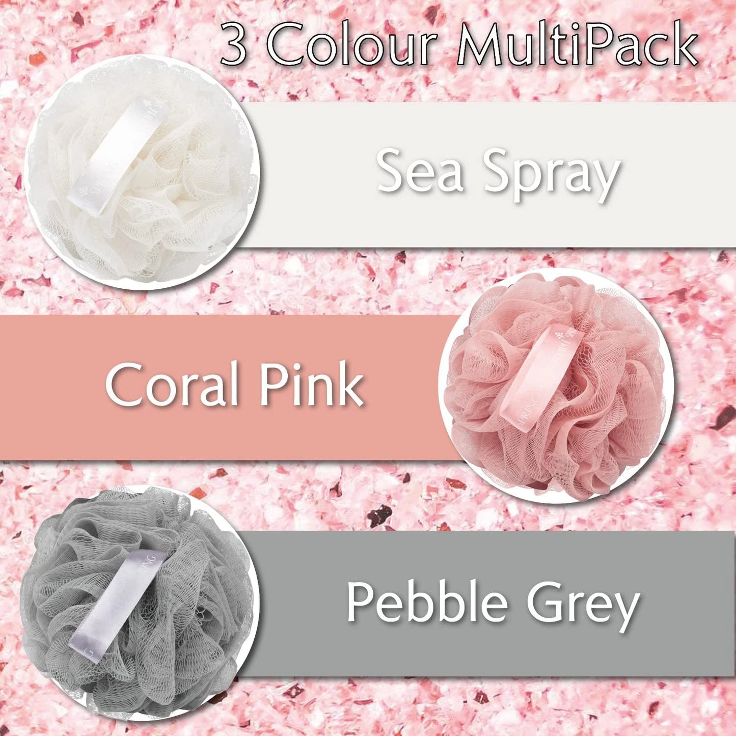 Dluxe Ave.  Shower Loofahs/ 3 Pack (Coral Pink)