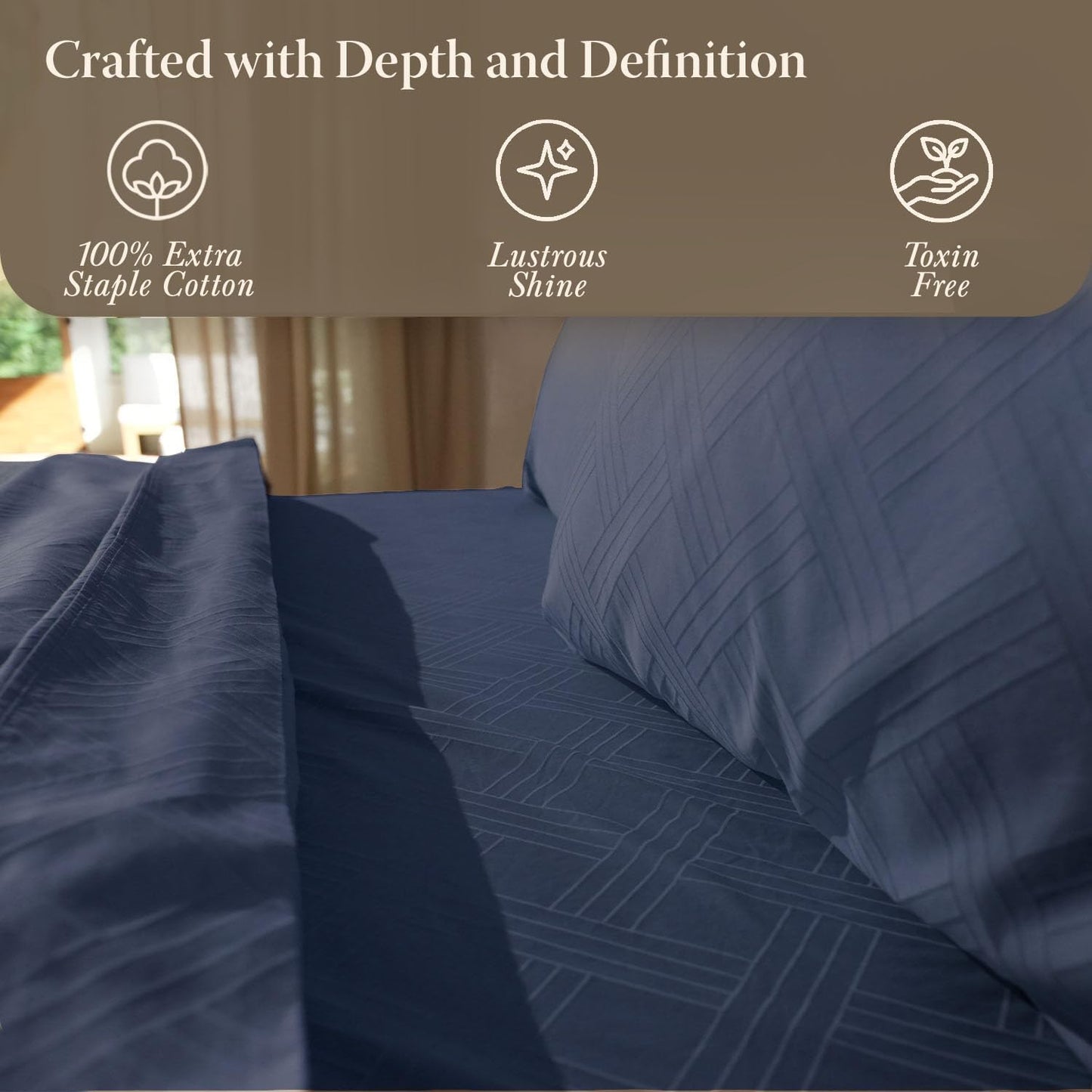Dluxe Ave. ( KING ) 4 Pcs Sheets Set/ 800 Thread Count 16" Deep Pocket/ 100% Cotton Sheets