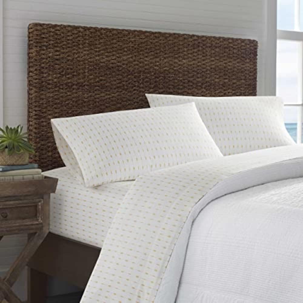 Dluxe Ave. ( QUEEN ) 4 Pcs Sheet Set, Cotton Percale, Pineapple Pinstripe Green